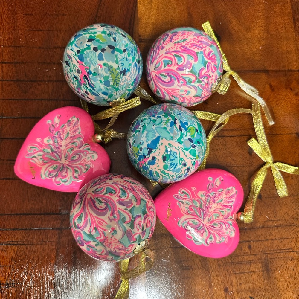 Lilly Pulitzer Pink and Blue Holiday Ornaments